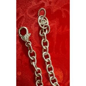 Vintage Judith Ripka Sterling Silver 18” Rolo With Cz Heart Embellished Clasp